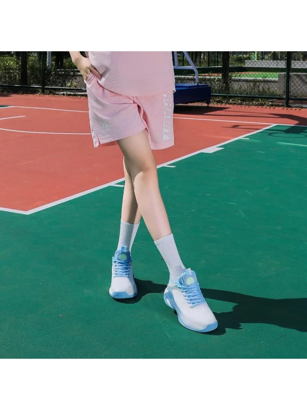 Women's White Lan Mesh Basketball High Upper Volleyball Breathable Sport Sneaker